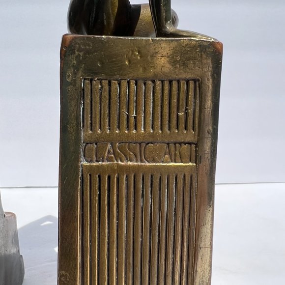 Bronze Bookends Nude Man Woman Art Nouveau Sculpture Circa 1916 “Classic Art” - Picture 5 of 16